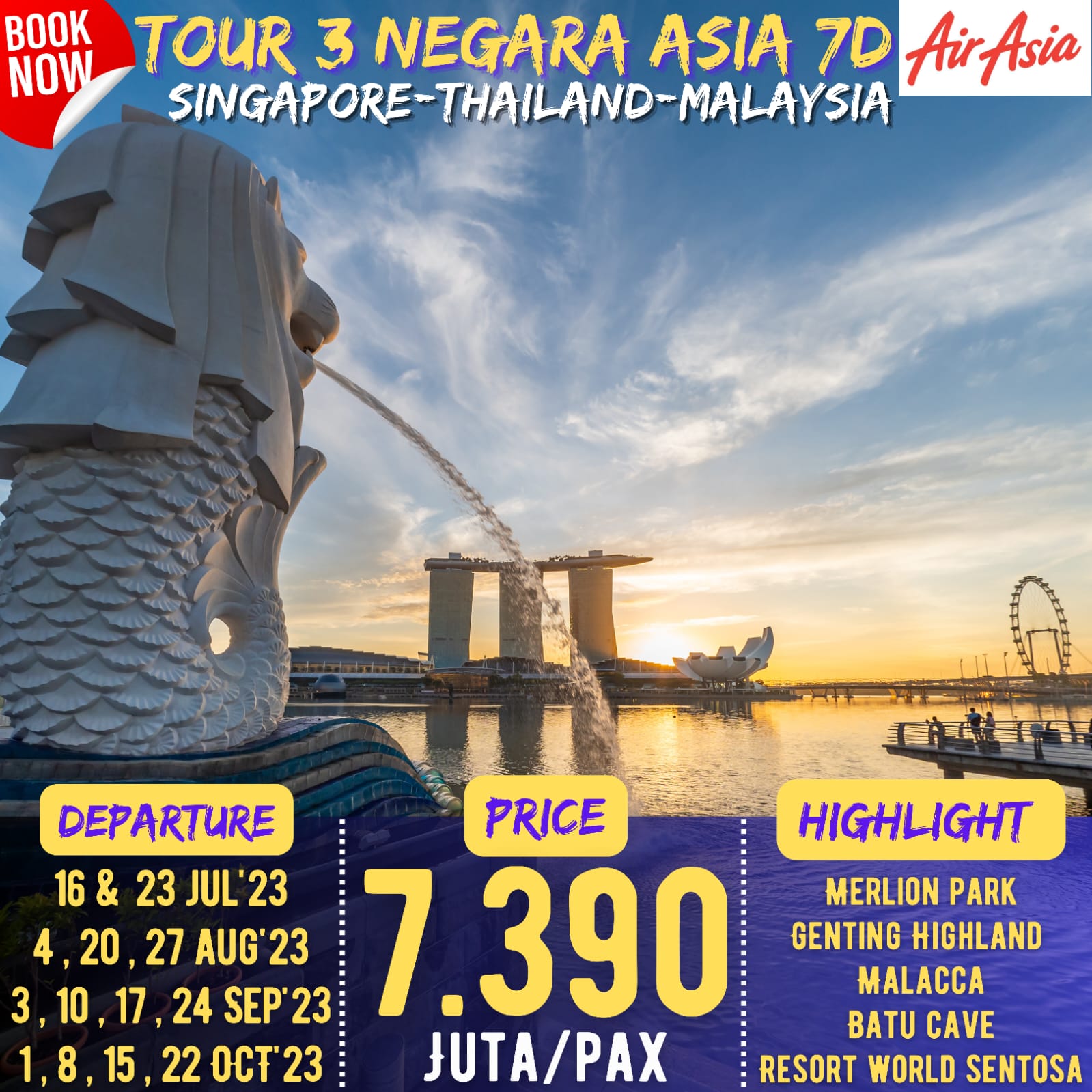 Paket Tour 3 Negara Singapore Malaysia Thailand Murah Weesata Tour